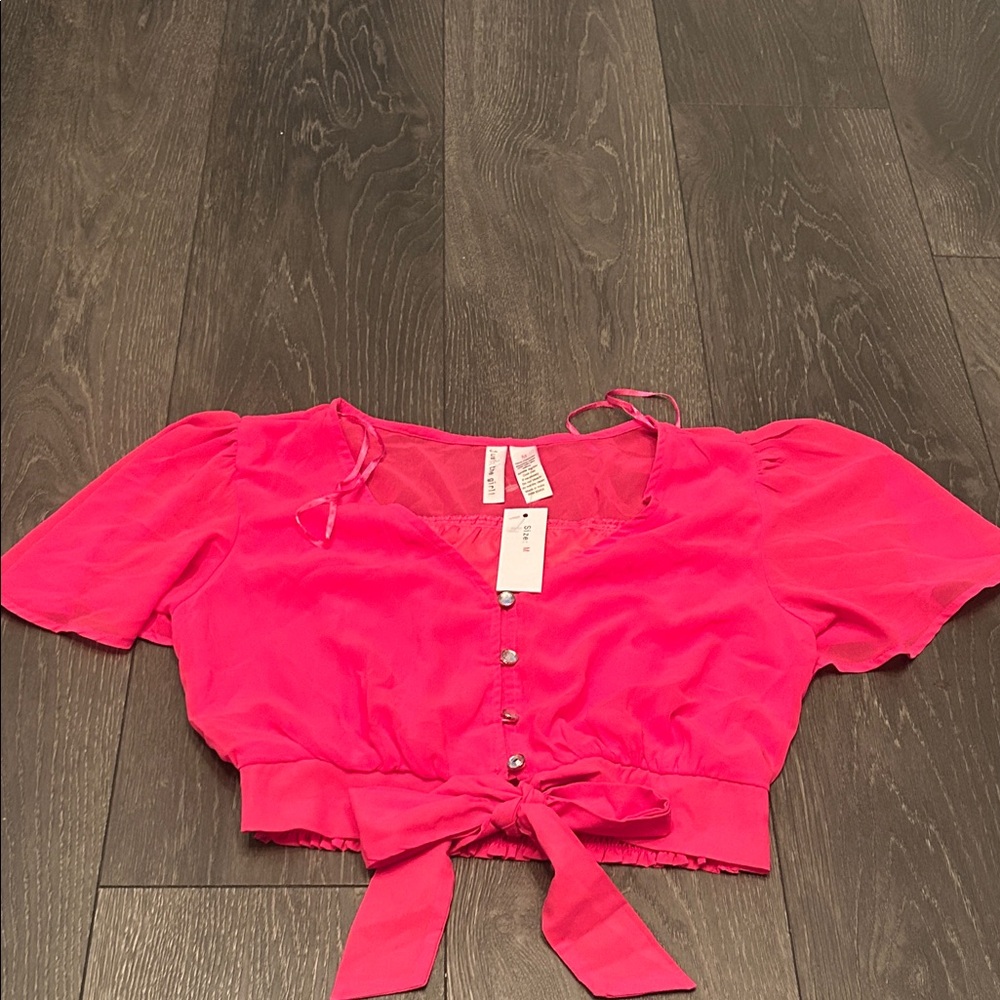 Vibrant Pink Buttoned Crop Top